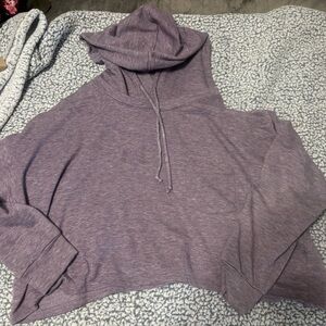 Women's Heather Lavender Hooded Pullover Sweatshirt Crop Top